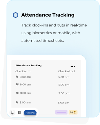 Attendance management with biometrics integration