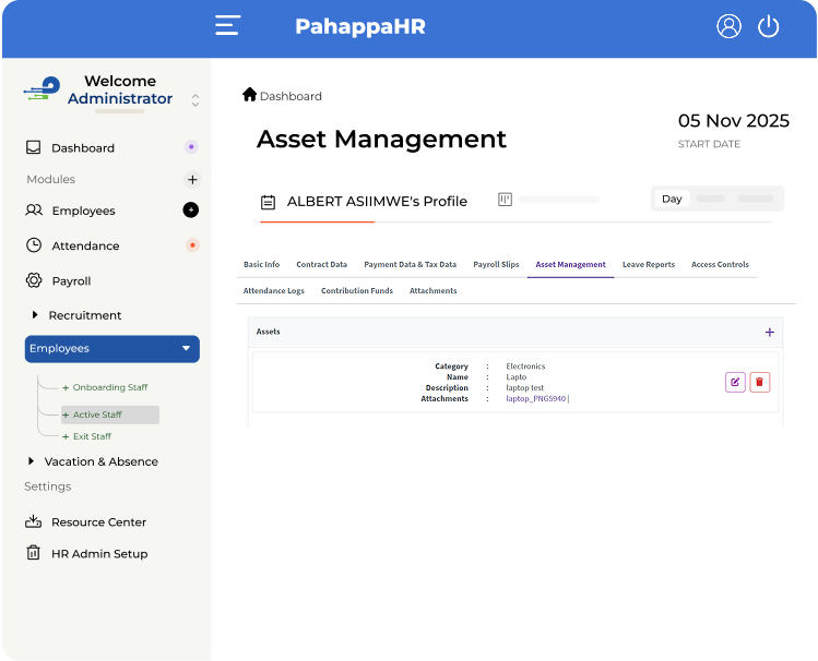 Track asset returns (laptops, ID cards, uniforms) and automate asset clearance tasks to prevent loss upon exit.