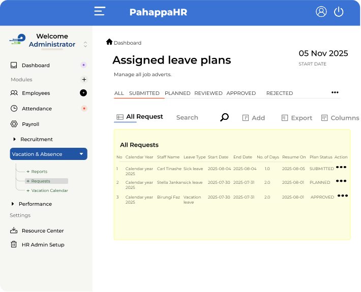 Request Approve Relax — PahappaHR Leave Requests