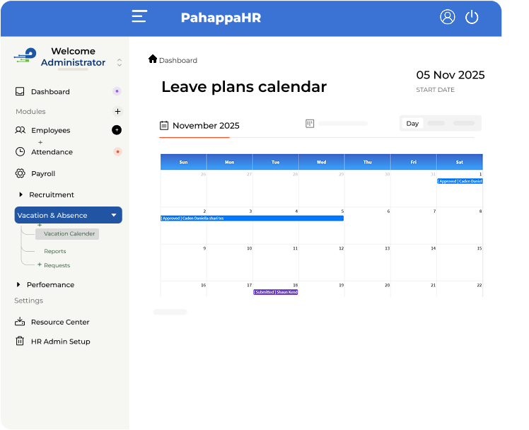 PahappaHR Team Leave Planner — See who is off
